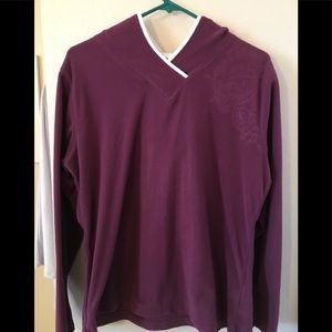 Columbia hooded fleece top • shoulder design sz L